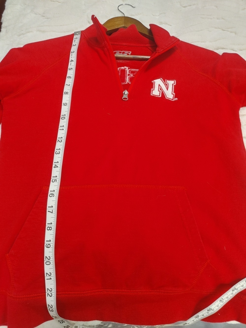 Vintage E5 University of Nebraska Crimson Red Quarter-Zip Pullover Hoodie M - Picture 5 of 5